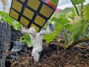 Kunststoffhalterung für Zauberwürfel im Polygon-Stil