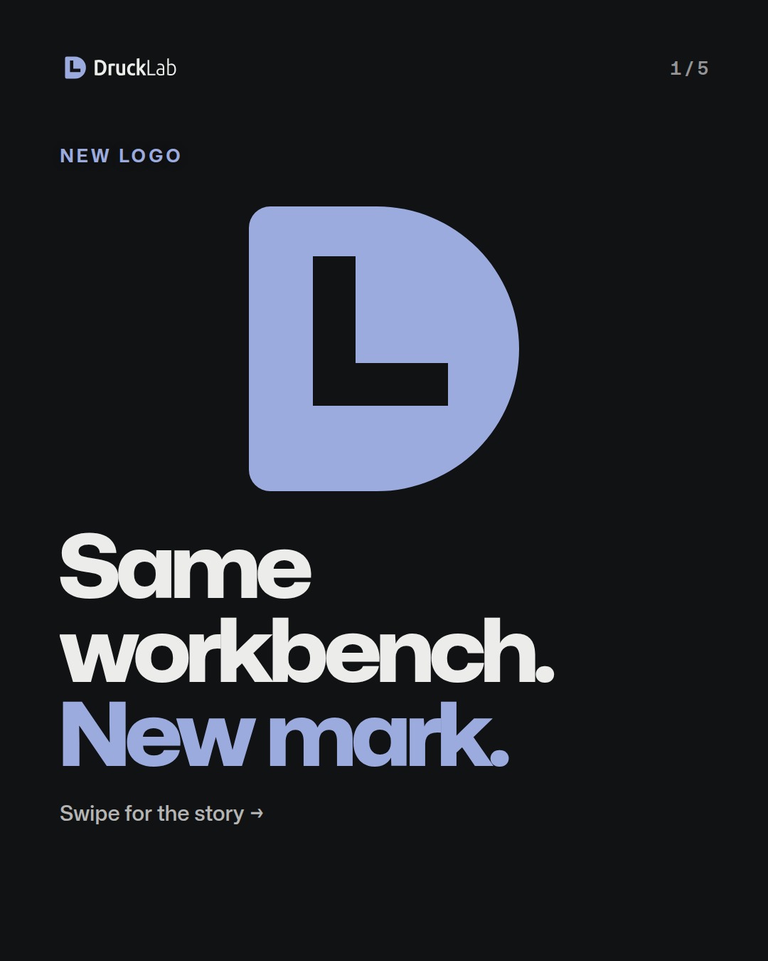 New DruckLab logo: a solid D with an L cut out of it