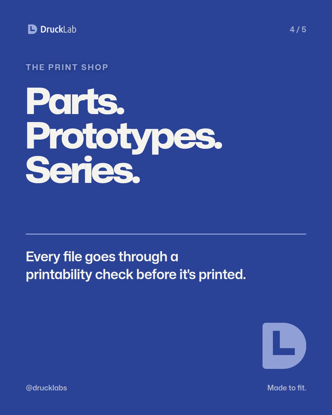 Printed parts on the workbench